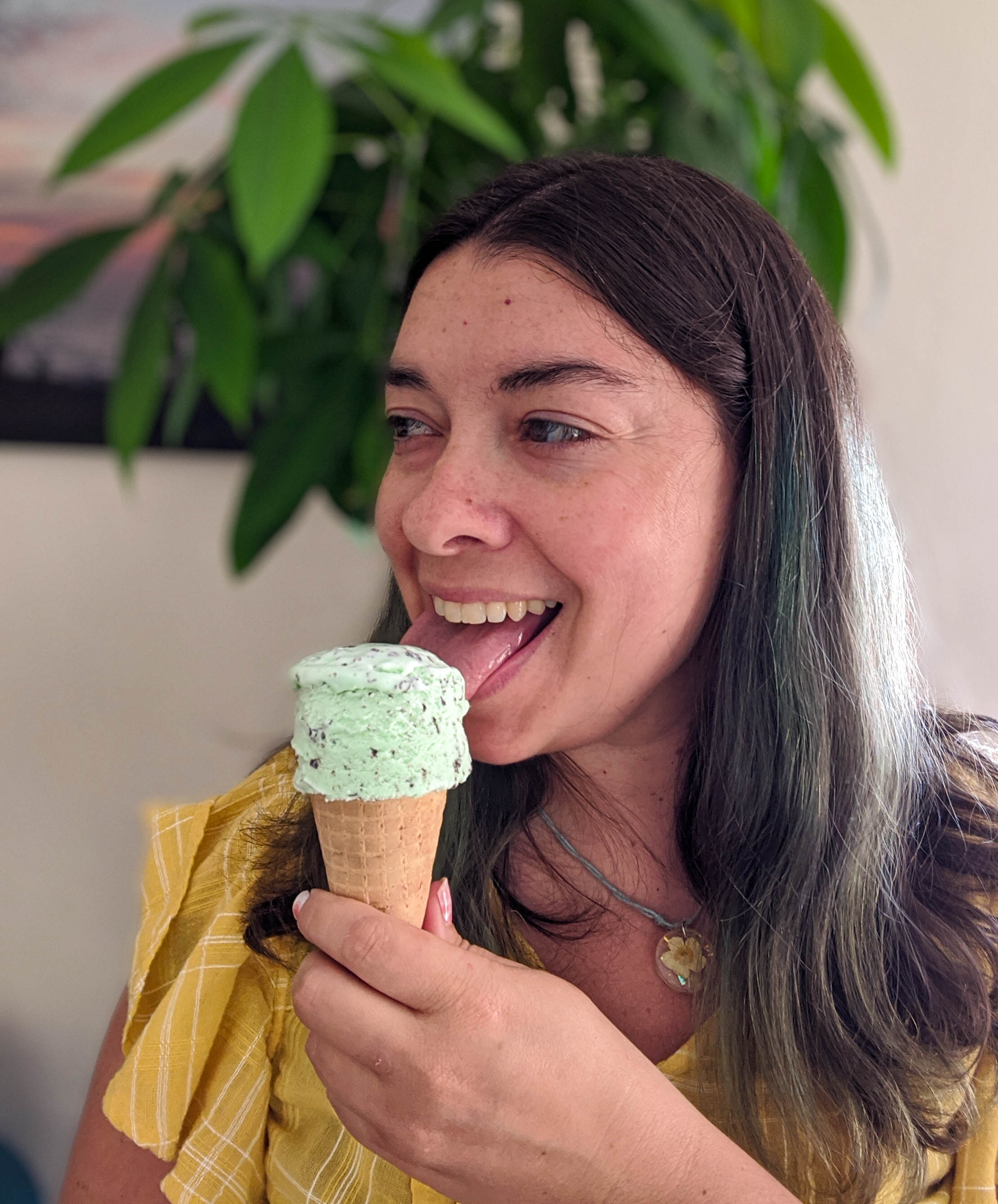 Becca licking ice cream